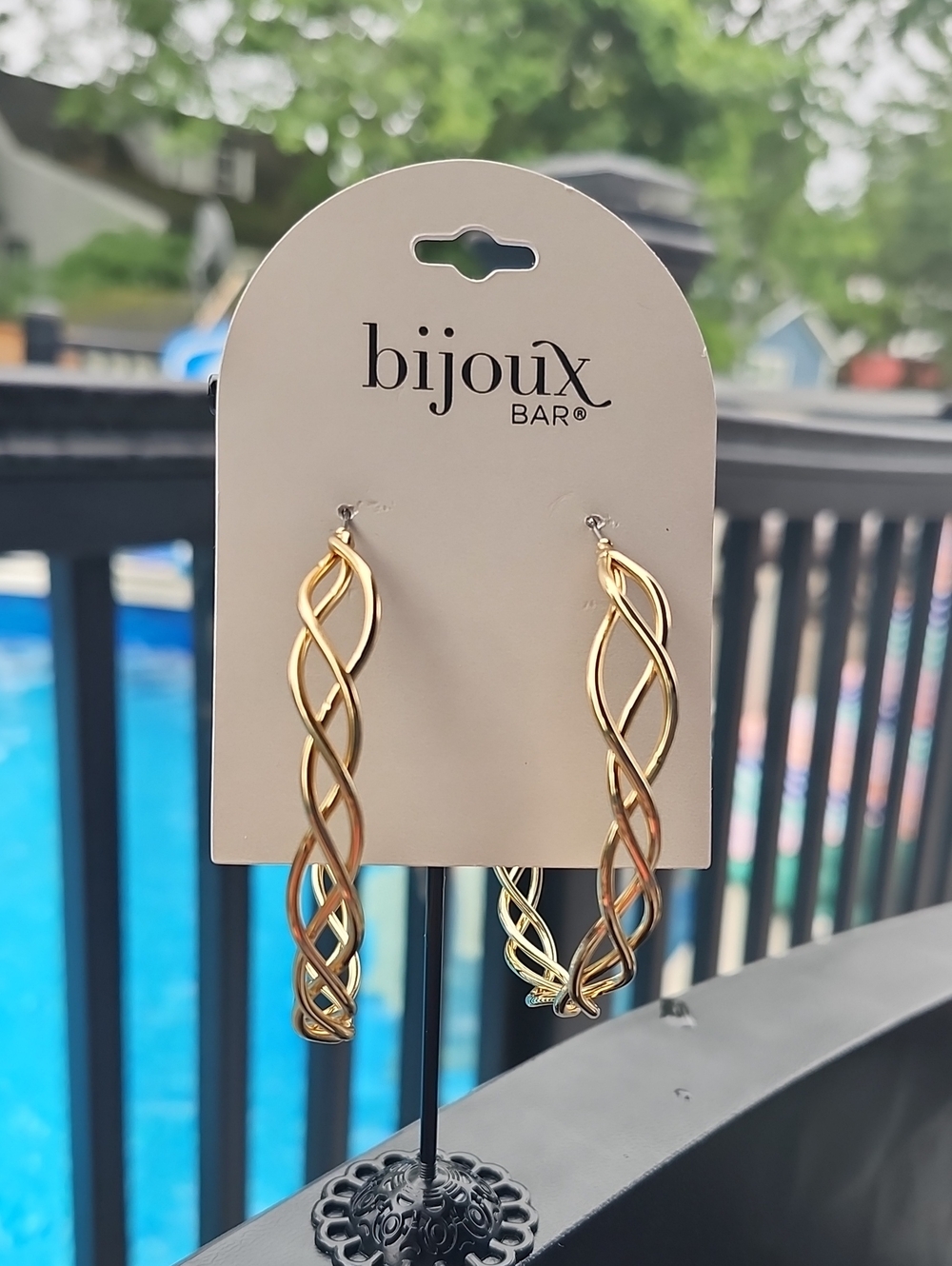 Bijoux Bar Gold Twist Hoop Earrings
